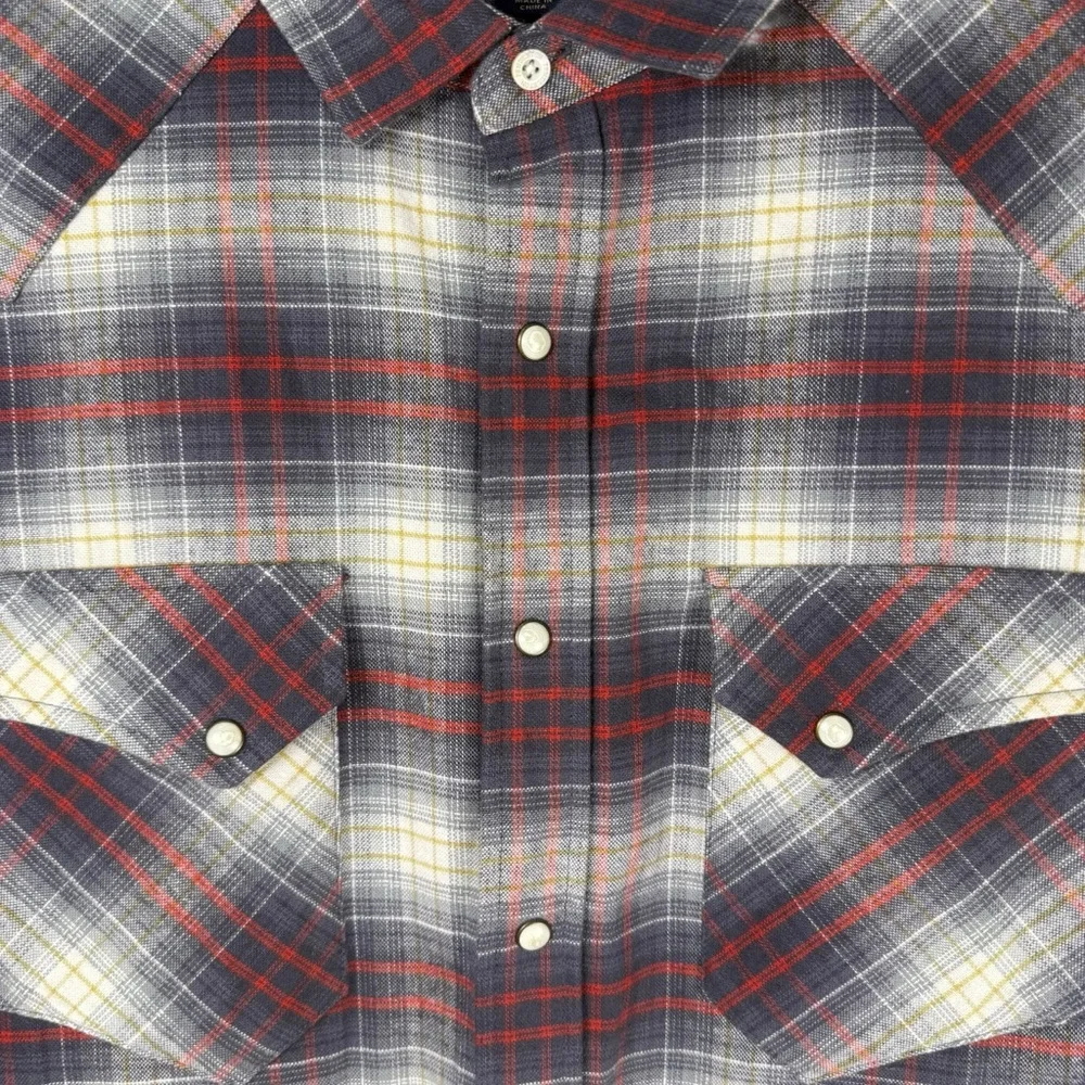 Pendleton‎ Pearl Snap Flannel Shirt Men’s XXL Red Grey Plaid Western Button Up